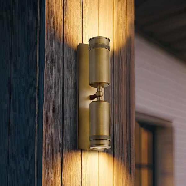 HINKLEY Lampă de perete pentru exterior Pratt, alamă patinată, 48 cm, cu 2 becuri,, Bronz / Alamă Veche, Aluminiu