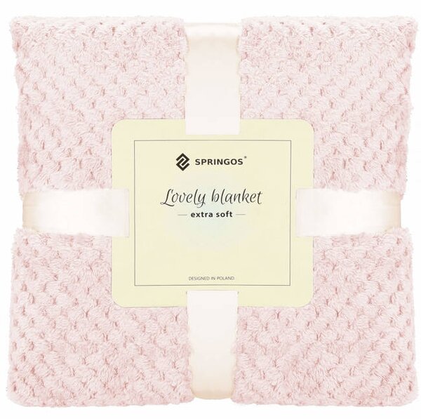 Patura - cuvertura pufoasa cu model in relief 200 x 220 cm Light Pink