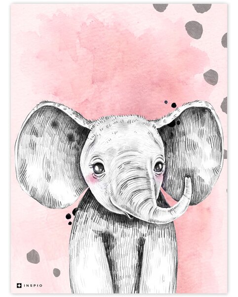 INSPIO-pictură Dibond - Pictură pentru camera copiilor - Color cu elefant