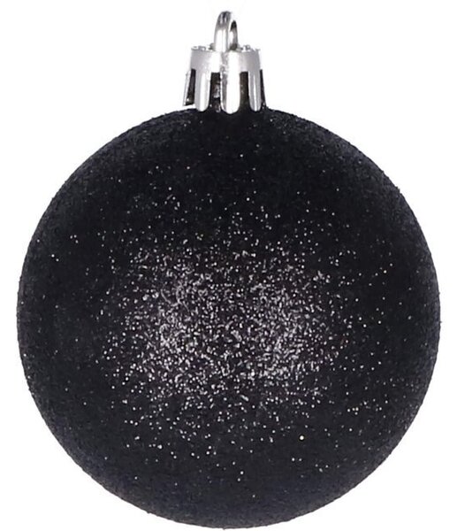 Set 20 globuri de Craciun negre, 4 cm, diverse texturi
