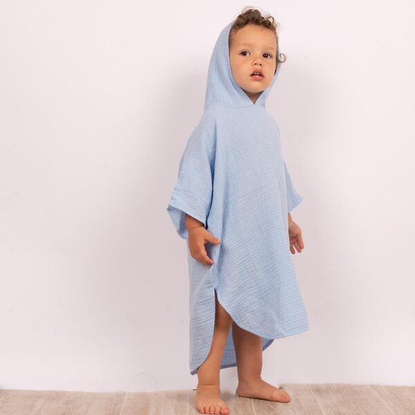 Prosop plaja - Poncho copii din muselina absorbanta Kidizi Sky Blue