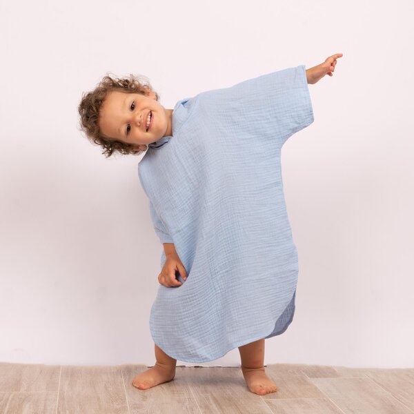 Prosop plaja - Poncho copii din muselina absorbanta Kidizi Sky Blue