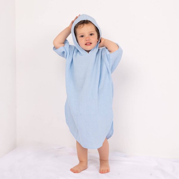 Prosop plaja - Poncho copii din muselina absorbanta Kidizi Sky Blue