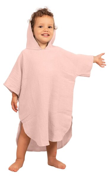 Prosop plaja - Poncho copii din muselina absorbanta Kidizi Light Pink