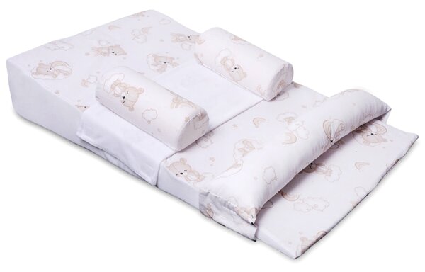 Perna antireflux pentru bebe 4 in 1 Kidizi Sleepy Bear – pozitionare inclinata pentru reflux, colici si confort dupa masa