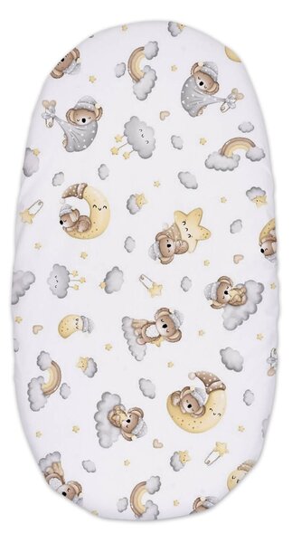 Set 2 cearceafuri din bumbac cu elastic roata pentru landou sau cosulet de rachita Kidizi Koala Dreams