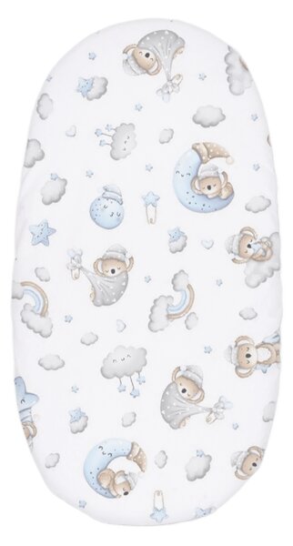 Set 2 cearceafuri din bumbac cu elastic roata pentru landou sau cosulet de rachita Kidizi Koala Dreams Blue