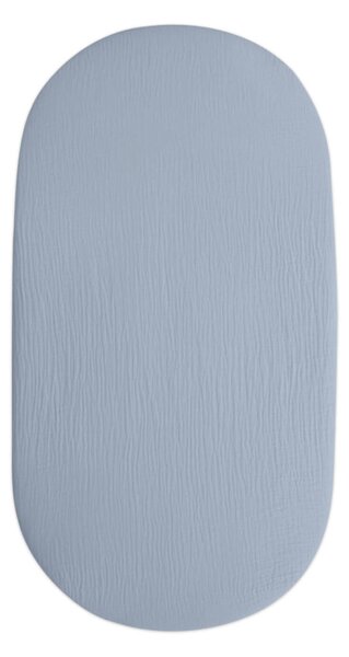 Set 2 cearceafuri din muselina dubla cu elastic roata pentru landou sau cosulet de rachita Kidizi jeans, bumbac 100%