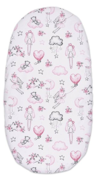 Set 2 cearceafuri din bumbac cu elastic roata pentru landou sau cosulet de rachita Kidizi Fairy Clouds