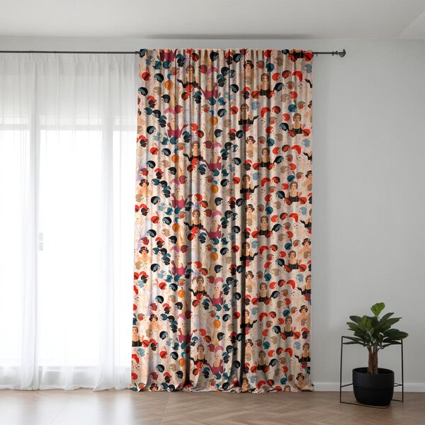 Set 2 draperii 180 x 240 cm, blackout 60%, print modern, Kidizi My Fair Lady, multicolor, draperii sufragerie sau dormitor