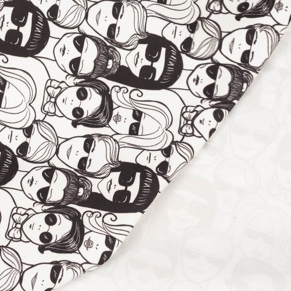 Set 2 draperii 180 x 240 cm, blackout 60%, print modern, Kidizi Pockerface, alb-negru, draperii sufragerie sau dormitor