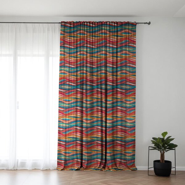 Set 2 draperii 180 x 240 cm, blackout 60%, print modern, Kidizi Waves Delight, multicolor, draperii sufragerie sau dormitor