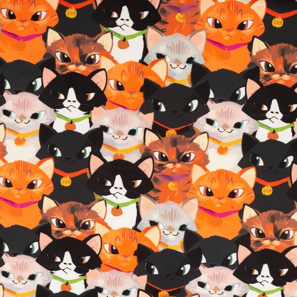 Set 2 draperii 180 x 240 cm, blackout 60%, print modern, Kidizi Cats, multicolor, draperii camera copilului, sufragerie sau dormitor