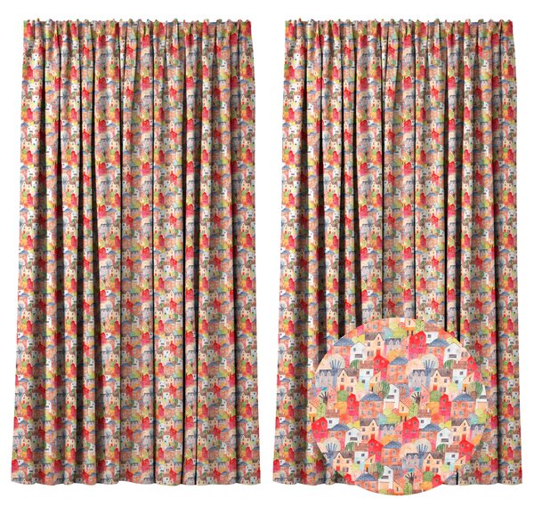 Set 2 draperii 180 x 240 cm, blackout 60%, print modern, Kidizi Colors are Back in Town, multicolor, draperii camera copilului