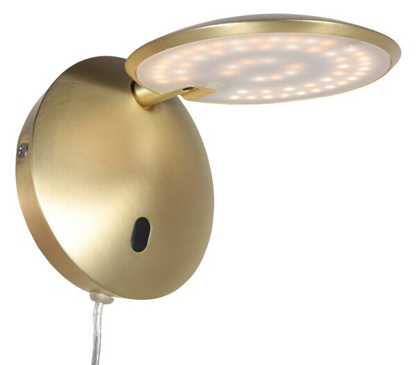 Steinhauer Aplică de perete cu LED Zenith 2, culoare alamă, CCT, metal, priză, reglabil, Auriu / Alamă, Camera de zi / sufragerie, Metal, Modern, Perete rotund