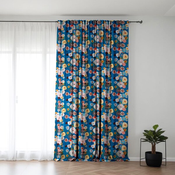 Set 2 draperii 180 x 240 cm, blackout 60%, print modern, Kidizi Poppies, multicolor, draperii sufragerie sau dormitor