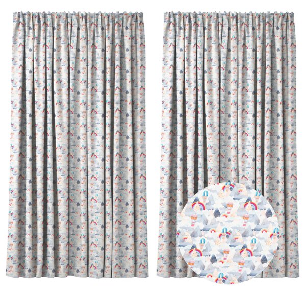 Set 2 draperii 180 x 240 cm, blackout 60%, print modern, Kidizi The Sky is the Limit, multicolor, draperii camera copilului
