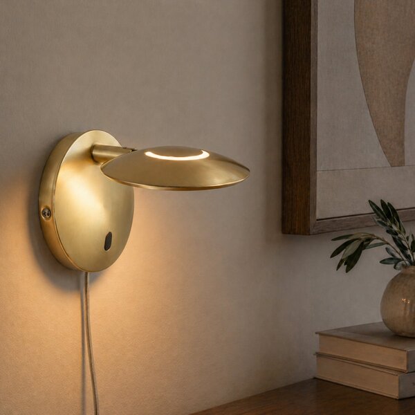 Steinhauer Aplică de perete cu LED Zenith 2, culoare alamă, CCT, metal, priză, reglabil, Auriu / Alamă, Camera de zi / sufragerie, Metal, Modern, Perete rotund