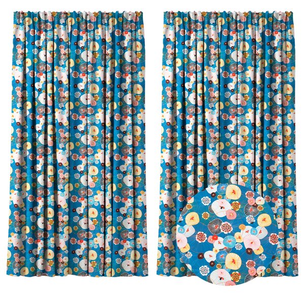 Set 2 draperii 180 x 240 cm, blackout 60%, print modern, Kidizi Poppies, multicolor, draperii sufragerie sau dormitor