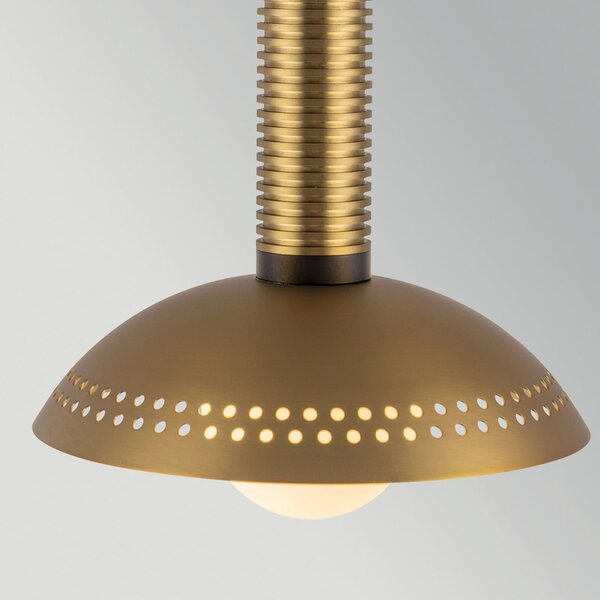 Elstead Lampă suspendată LED Arden, culoare aurie, Ø 15 cm, metal, dimabil, reglabil, Auriu / Alamă, Camera de zi / sufragerie, Aluminiu, Modern