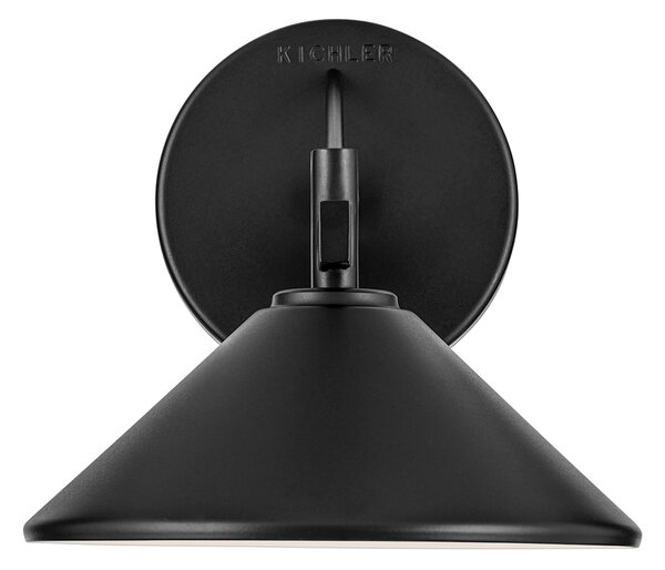KICHLER Lampă de perete pentru exterior Ripley, negru, lățime 20 cm, metal, IP44, reglabil, Negru, Aluminiu, Modern, Perete rotund
