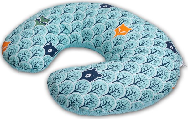 Perna pentru alaptare multifunctionala 3 in 1 Kidizi Celia Animals Mint, poate fi utilizat ca si suport tummy time si fotoliu bebe