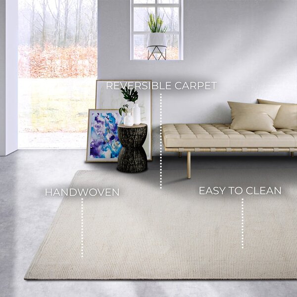 Covor crem țesut manual din amestesc de lână 120x170 cm Pradesh Natural White – Elle Decoration