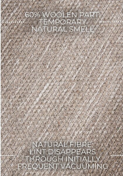Covor bej țesut manual din amestesc de lână 80x150 cm Pradesh Linen White – Elle Decoration