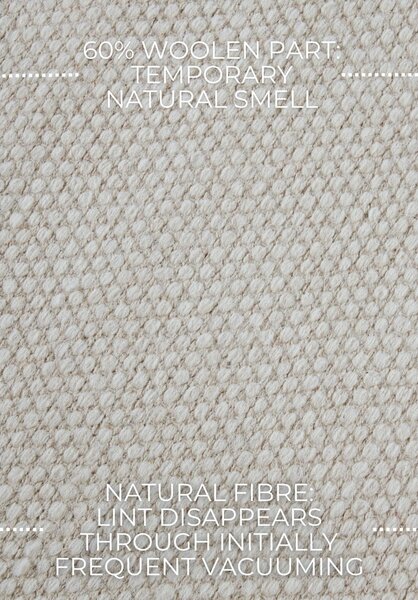 Covor crem țesut manual din amestesc de lână 120x170 cm Pradesh Natural White – Elle Decoration