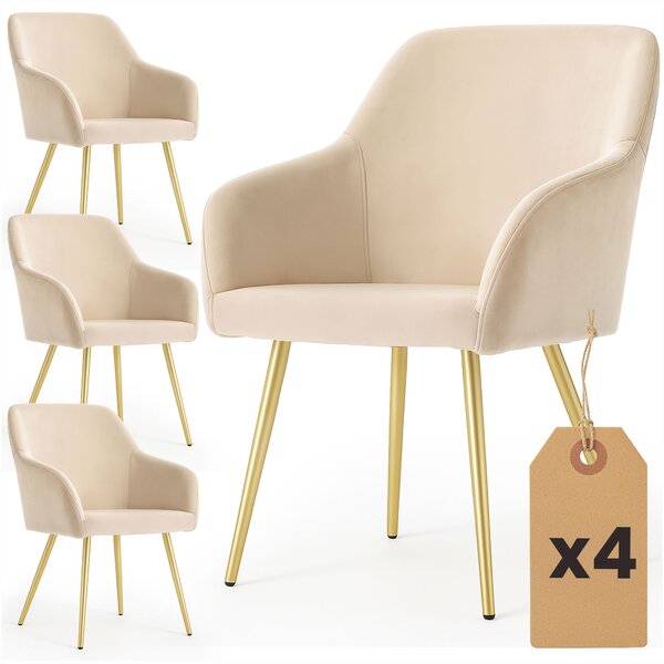 Set 4 scaune de sufragerie Exello (bej + auriu). Promo -18%. 1152229