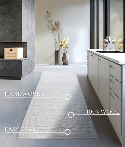 Covor tip traversă alb țesut manual din lână 80x200 cm Francois – Villeroy&Boch