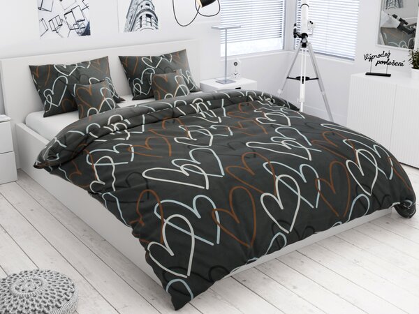 Lenjerie de pat din bumbac Culoare gri, GIFU + husa de perna 40 x 40 cm Dimensiune lenjerie de pat: 70x90 cm | 140x200 cm