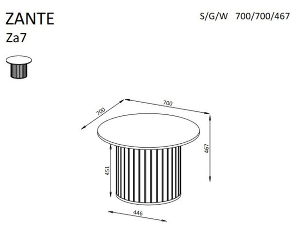 Măsuță de cafea rotundă ZANTE ZA7, neagră