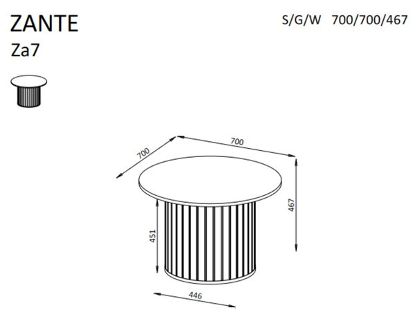 Măsuță de cafea rotundă ZANTE ZA7, cașmir