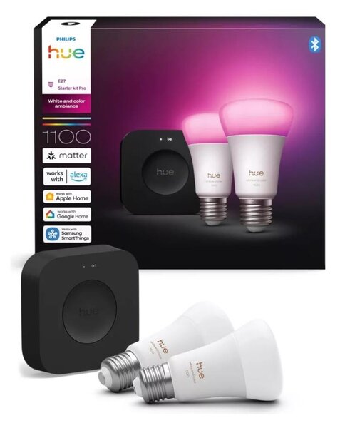 Kit de bază Philips Hue WACA 2xE27/8,1W 1000-20000K + Hue bridge