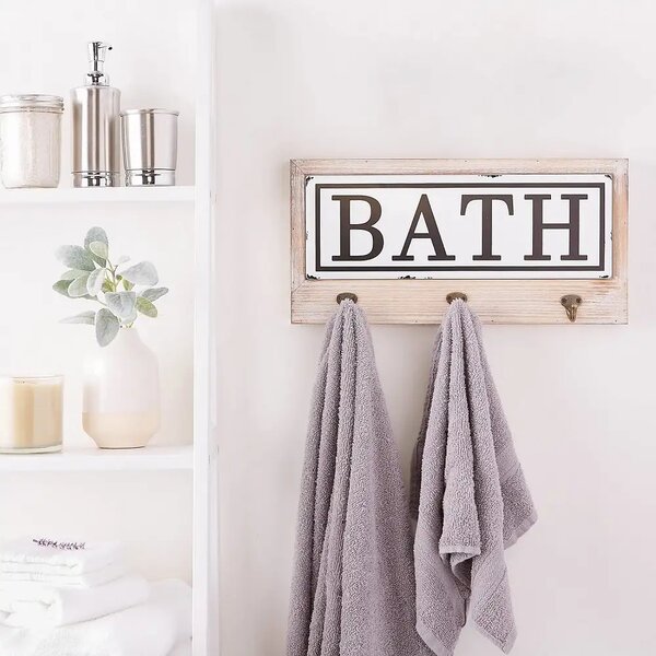 Cuier pentru prosoape cu 3 agatatori Bath Homs 35 x 25 cm, maro rustik