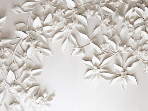 Fototapet Motiv floral delicat, în nuanțe delicate de alb, Fototapet flori, Fototapet populare, w09479 - Tapeko.ro