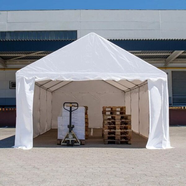 Cort industrial 12x6x3.7 m, prelata PVC ignifug, 480 g/mp, cadru otel, fara ferestre