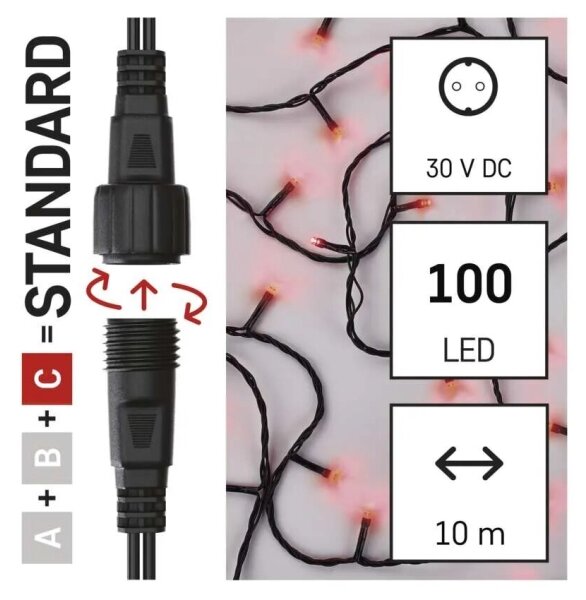 Instalație LED de Crăciun de exterior 100xLED/10m IP44 roșu