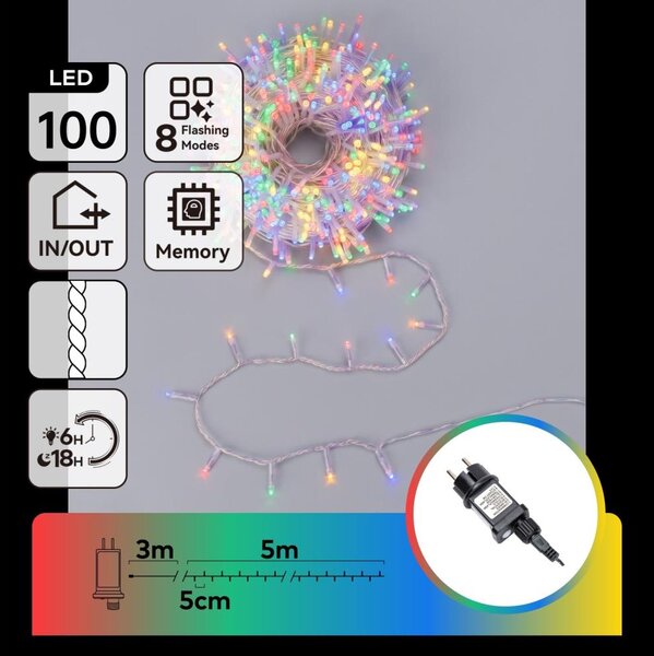 Aigostar - Ghirlandă luminoasă LED de exterior pentru Crăciun 100xLED/8 funcții 5,3m IP44 multicolor