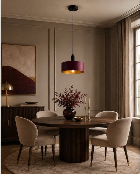 Lampă suspendată pe cablu HAKI 1xE27/60W/230V vișiniu/negru