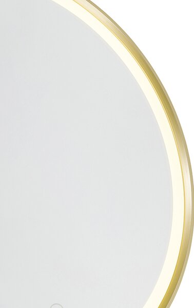 Oglindă de baie aurie 50 cm, cu LED, cu 3 trepte de intensitate reglabile cu atingere, rotundă - Miral