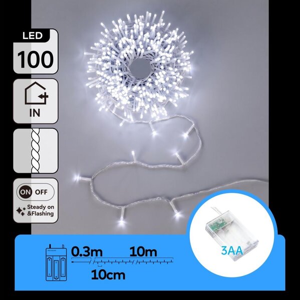 Aigostar - Ghirlandă LED de Crăciun 100xLED/3xAA 10,3m alb rece
