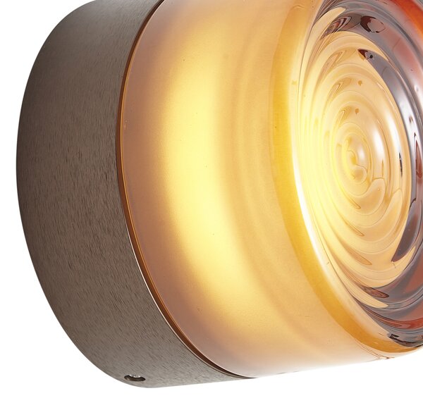 Lampă de perete de design bronz închis cu sticlă ambră IP44 - Michele
