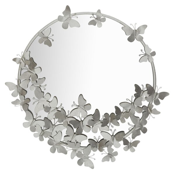 Oglinda Butterfly Silver, Metal Oglinda, Argintiu, 74X4X75 cm