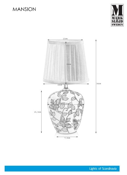 Markslöjd 107039 - Lampă de masă MANSION 1xE14/40W/230V