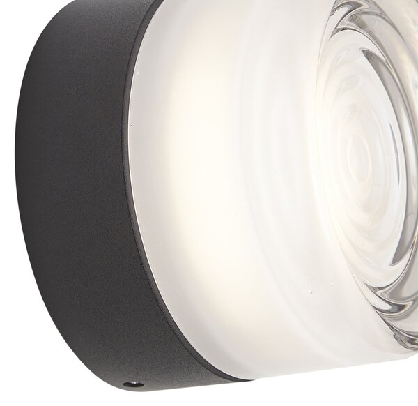 Lampă de perete de design neagră cu sticlă opal IP44 - Michele