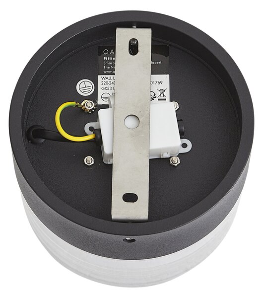 Lampă de perete de design neagră cu sticlă opal IP44 - Michele