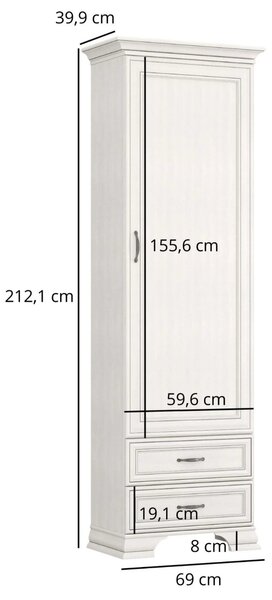 Mobilier dormitor clasic TIFFANY II-2, grej, PAL laminat, 4 piese