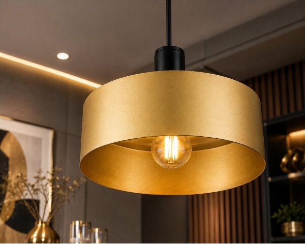Lampă suspendată pe cablu HAKI 1xE27/60W/230V auriu/negru